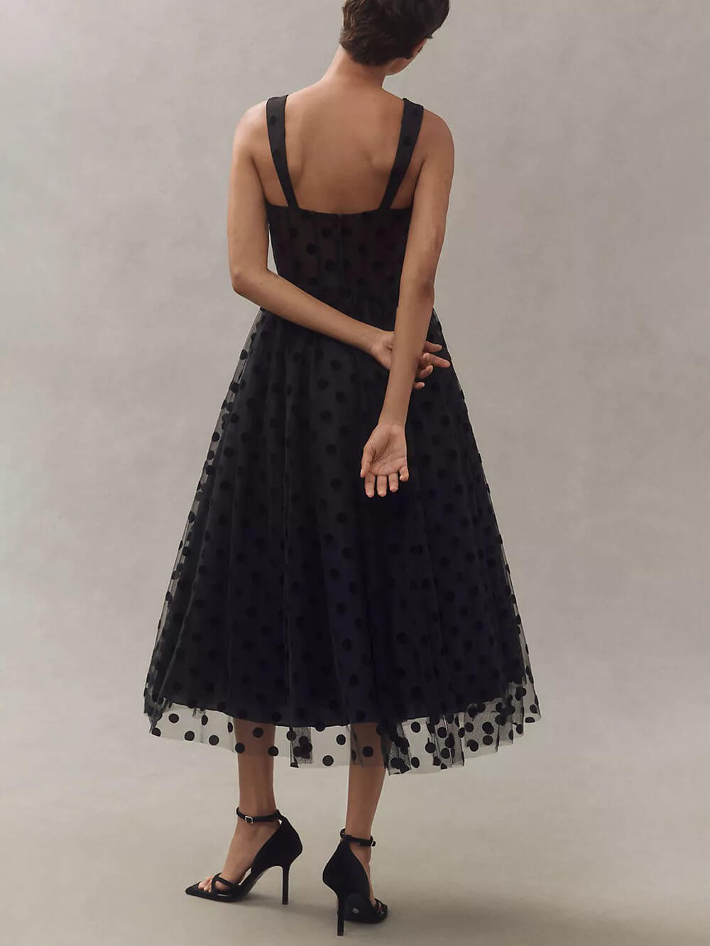 Polka Dot Bustier Midi Dress