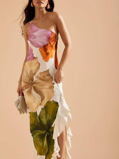 One-Shoulder Maxi Slip Dress