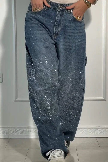 Women's Glittery Baggy Denim Pants