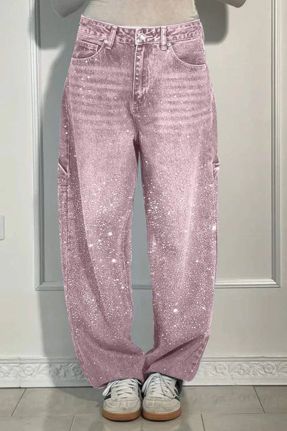 Women's Glittery Baggy Denim Pants