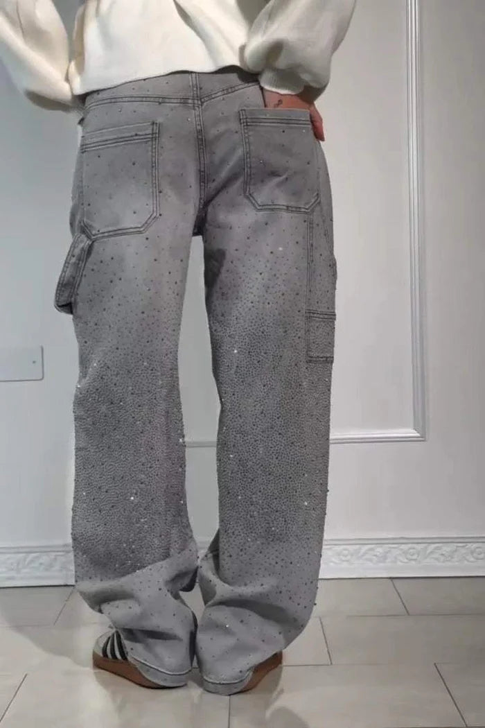 Women's Glittery Baggy Denim Pants