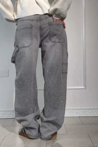 Women's Glittery Baggy Denim Pants