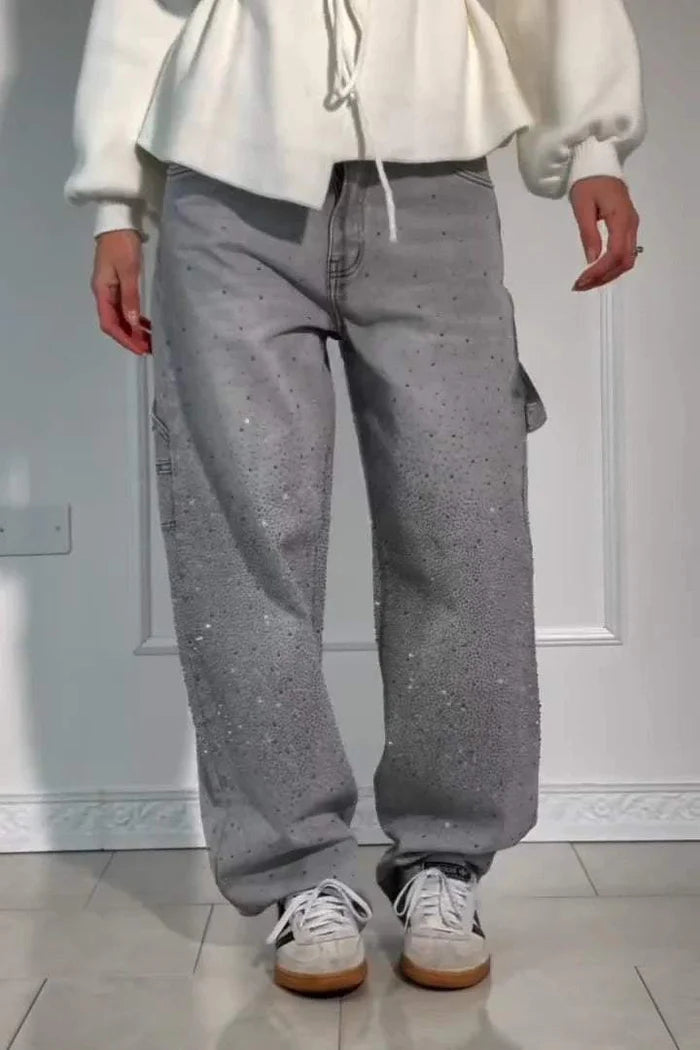 Women's Glittery Baggy Denim Pants