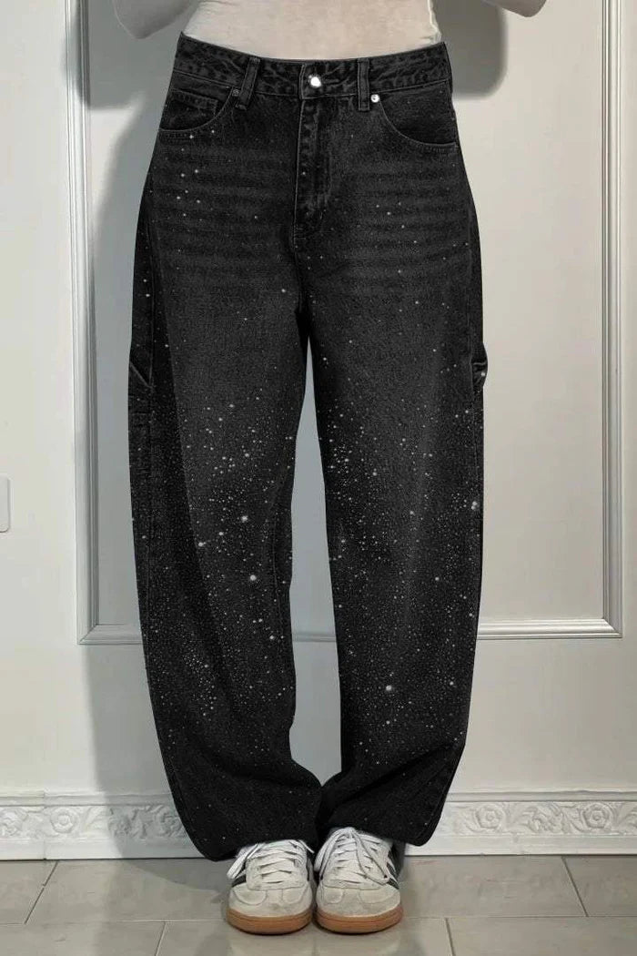 Women's Glittery Baggy Denim Pants