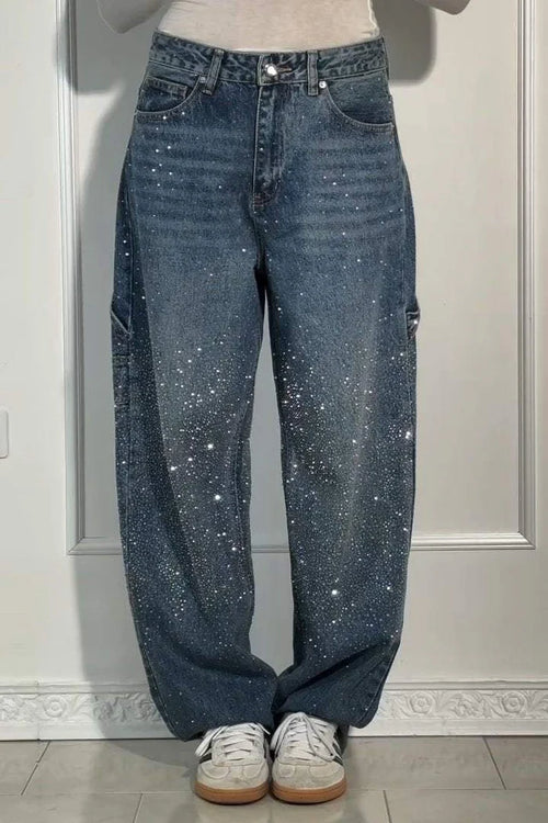 Women's Glittery Baggy Denim Pants